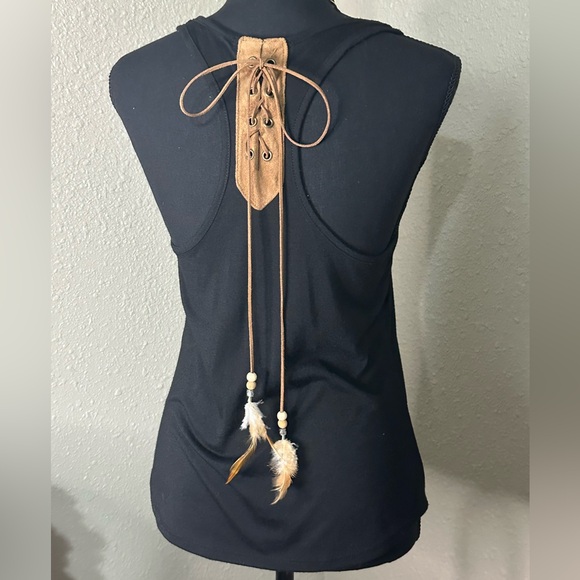 Ocean Drive Tops - OCEAN DRIVE Black and Tan Accent Tank Top